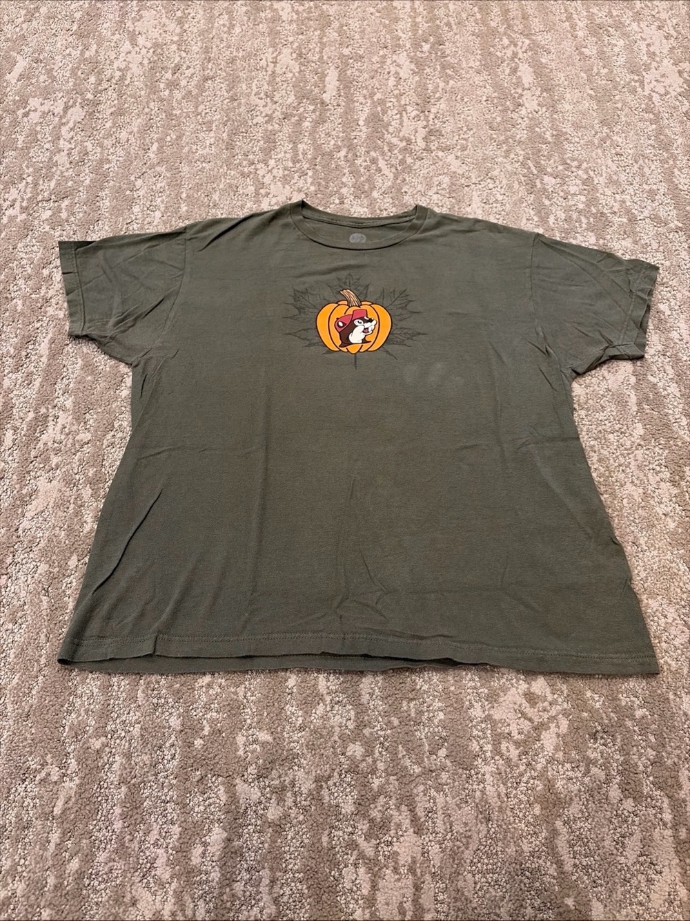 Bucees Shirt XL Army Green Pumpkin Graphic T-Shirt Thankful Blessed Obsessed